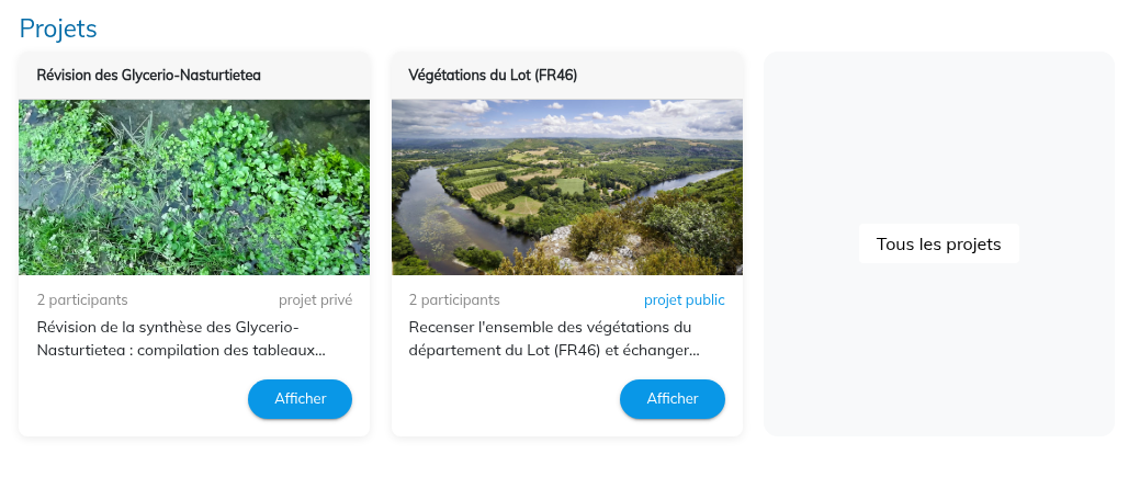 Aperçu des derniers projets sur la page d'accueil Aperçu des derniers projets sur la page d'accueil